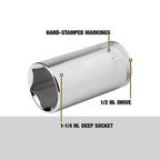 DeWalt - DWMT74424 - 1-1/4 In. X 1/2 In. Drive SAE 6 Point Deep Socket 1 Piece