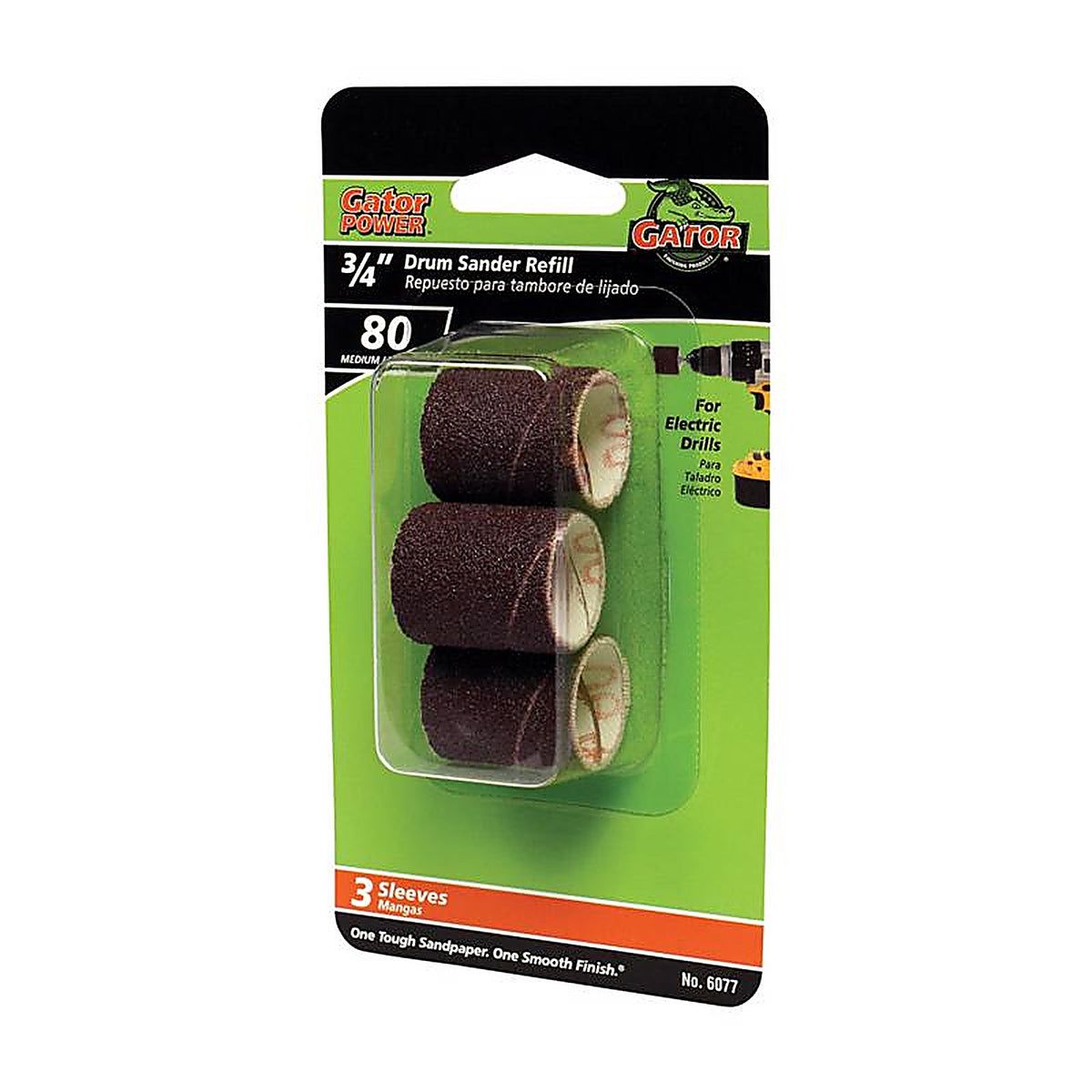 Gator 6077 0.5 in. Dia. x 3/4 in. L Aluminum Oxide Abrasive Sleeve Refill 80 Grit Medium 3/pc.