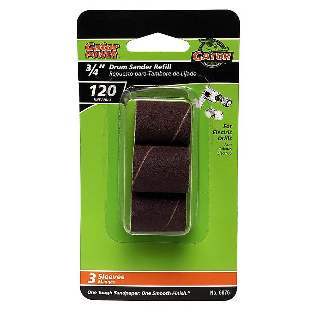 Gator 6076 3/4 in. Dia. x 3/4 in. L Aluminum Oxide Abrasive Sleeve Refill 120 Grit Fine 3/pc.