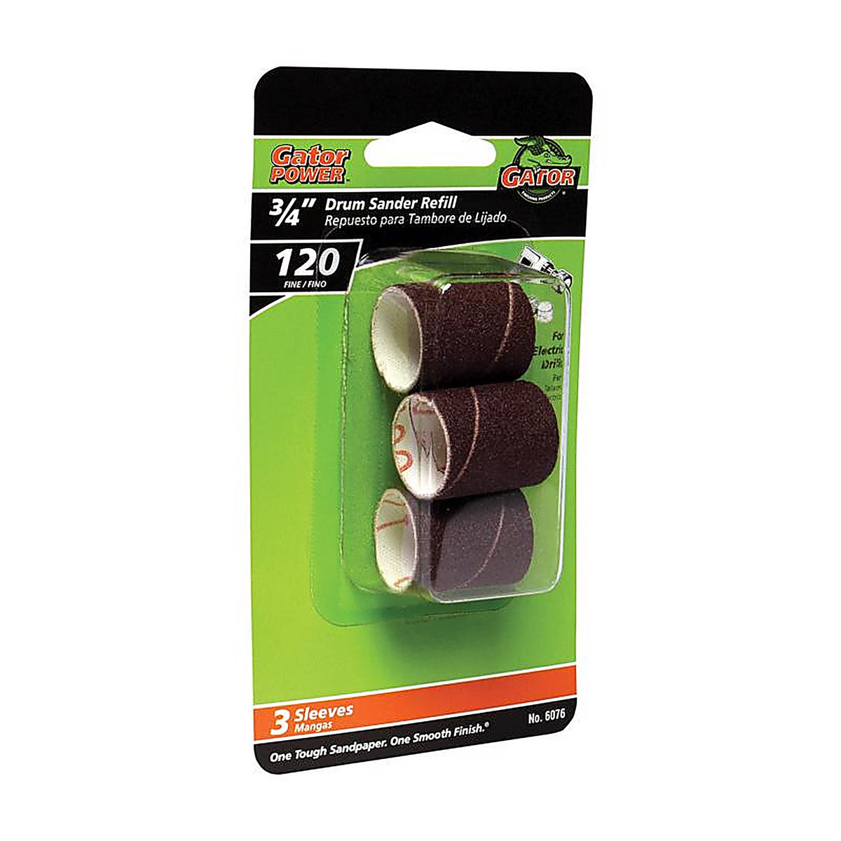 Gator 6076 3/4 in. Dia. x 3/4 in. L Aluminum Oxide Abrasive Sleeve Refill 120 Grit Fine 3/pc.