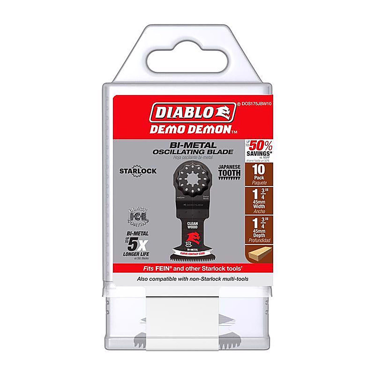 Diablo - DOS175JBW10 - Demo Demon 1-3/4 In. W Bi-Metal Curved Oscillating Blade Clean Wood 10 Pack