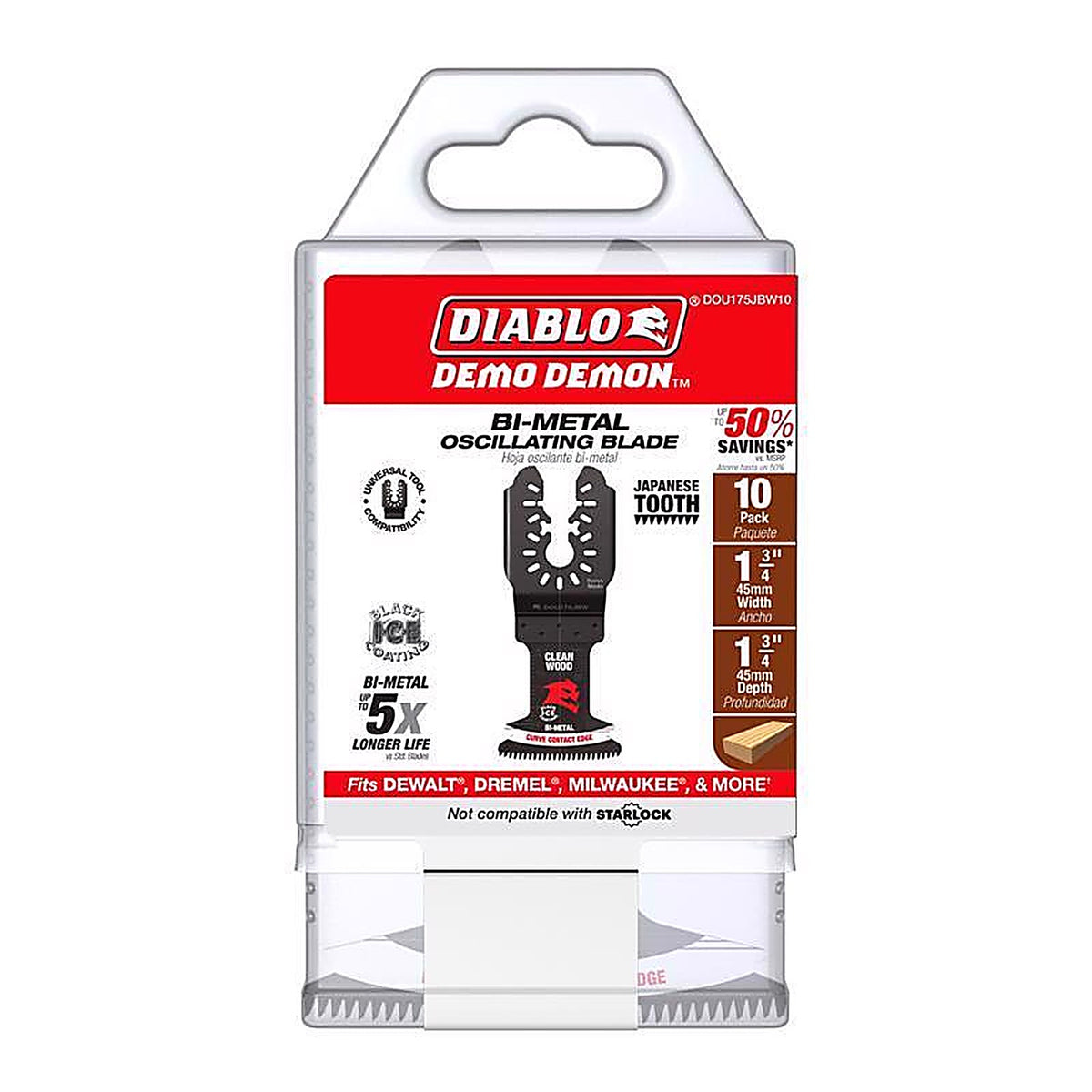 Diablo - DOU175JBW10 - Demo Demon 1-3/4 In. W Bi-Metal Curved Oscillating Blade Clean Wood 10 Pack