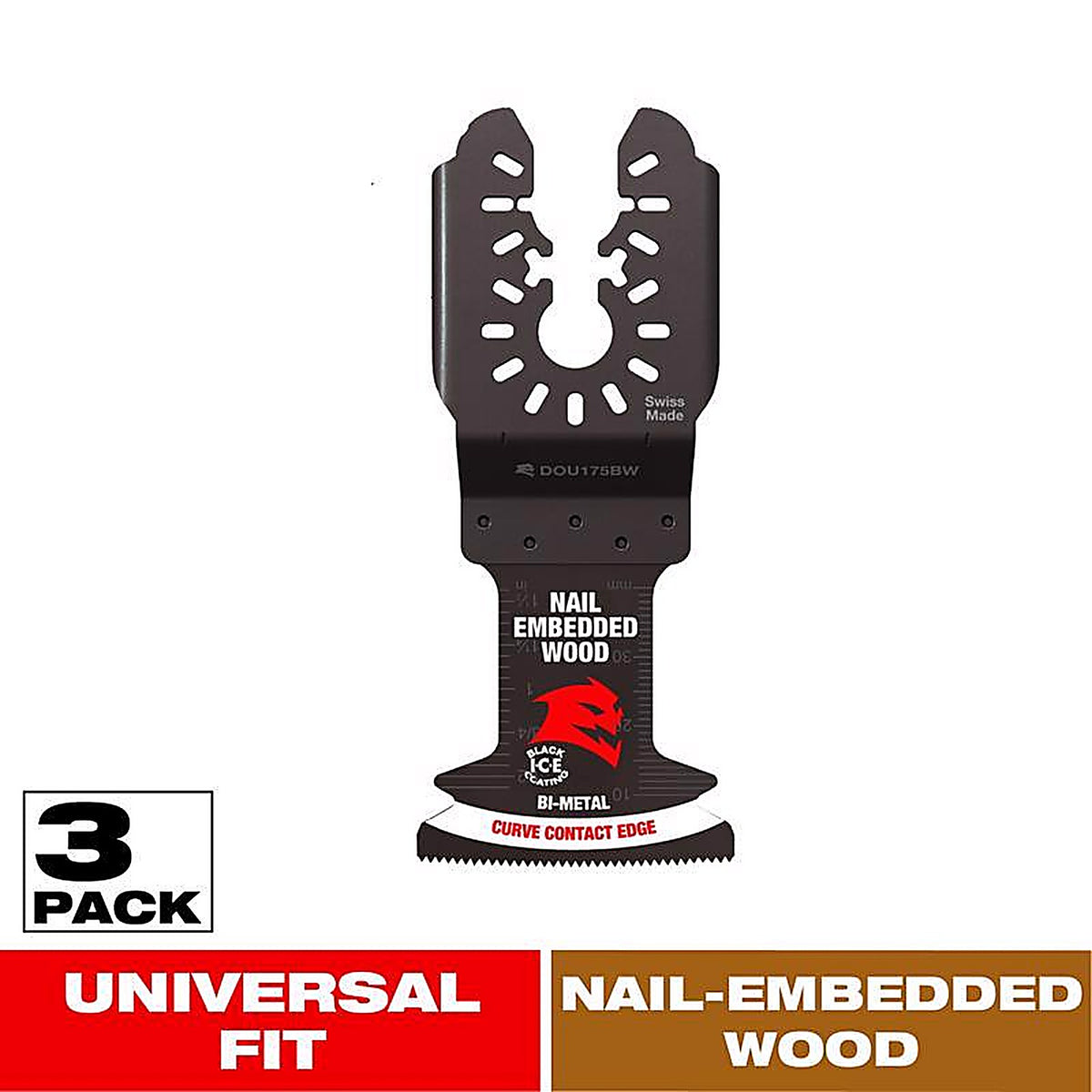Diablo - DOU175BW3 - Demo Demon 1-3/4 In. W Bi-Metal Universal Fit Oscillating Blade Nail-Embedded Wood 3 Pack