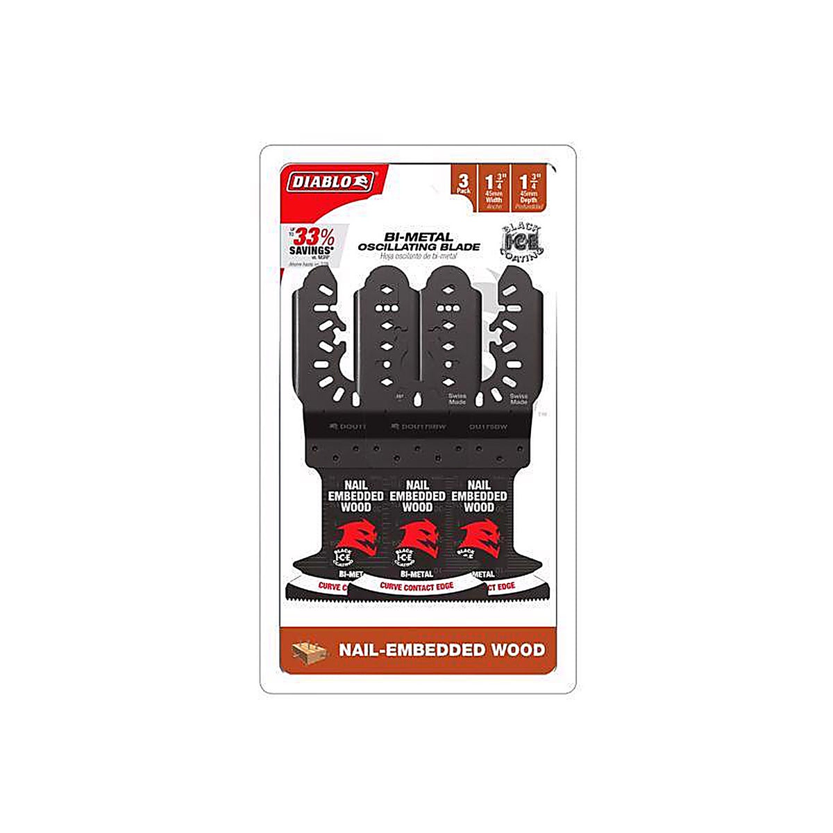 Diablo - DOU175JBW3 - Demo Demon 1-3/4 In. W Bi-Metal Curved Oscillating Blade Clean Wood 3 Pack
