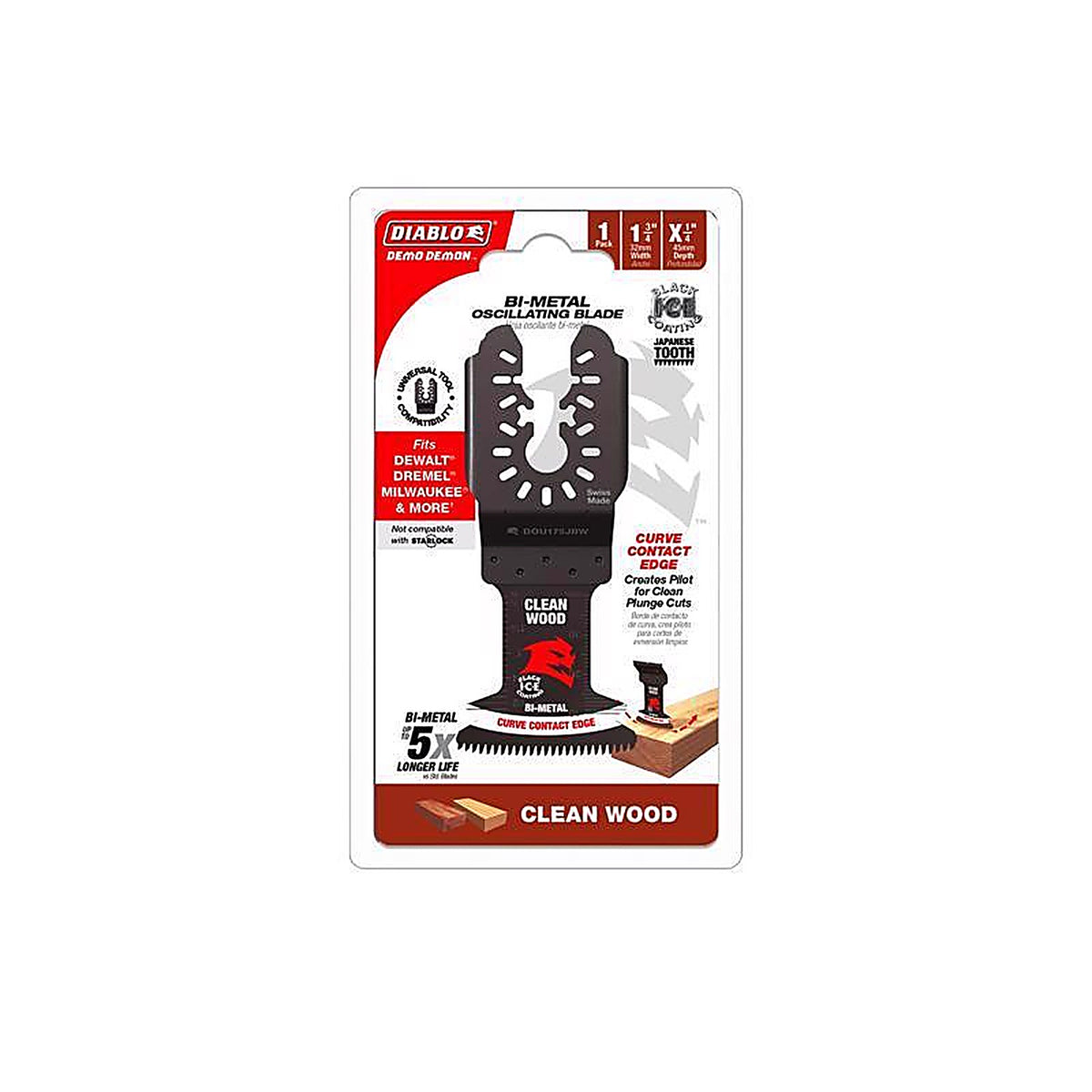Diablo - DOU175JBW - Demo Demon 1-3/4 In. W Bi-Metal Universal Oscillating Blade Clean Wood 1 Pack