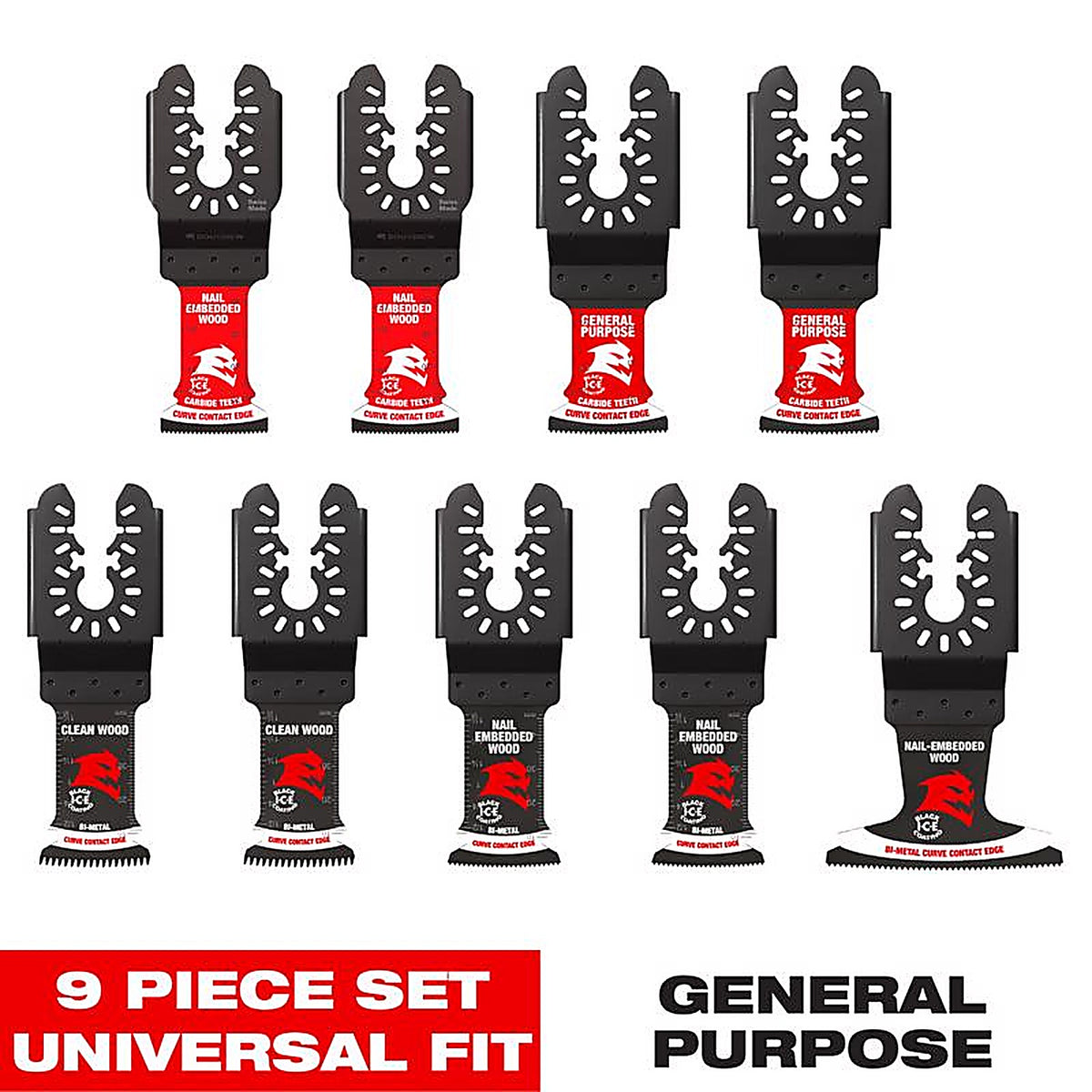 Diablo - DOU9S - Bi-Metal/Carbide Tipped Oscillating Blade Set General Purpose Cuts 9 Piece
