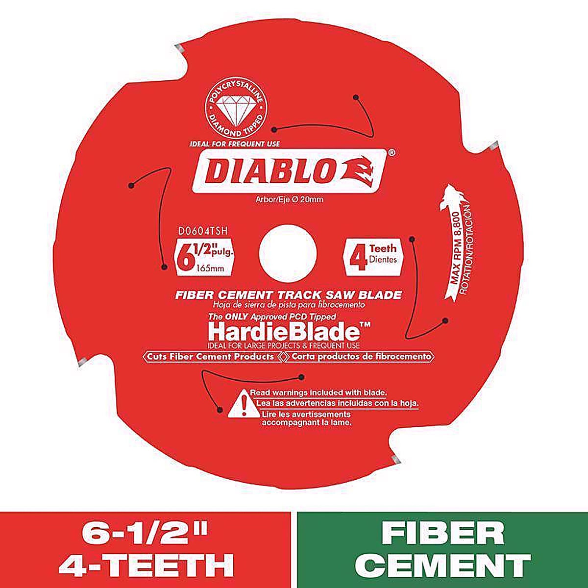 Diablo - D0604TSH - James Hardie 6-1/2 In. D X 20 MM Polycrystalline Diamond Track Saw Blade 4 Teeth 1 Pack