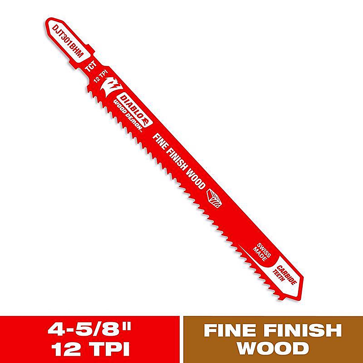Diablo - DJT301BHM - Wood Demon 4-5/8 In. Carbide T-Shank Jig Saw Blade 12 TPI 1 Pack