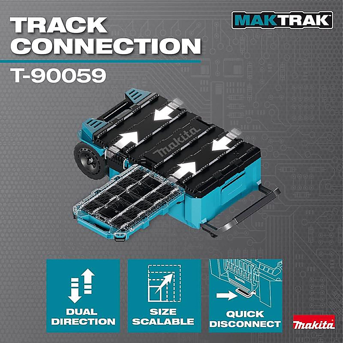 Makita - T-90059 - 15.25 In. W X 3.35 In. H X 23.48 In. D Deep Organizer Teal