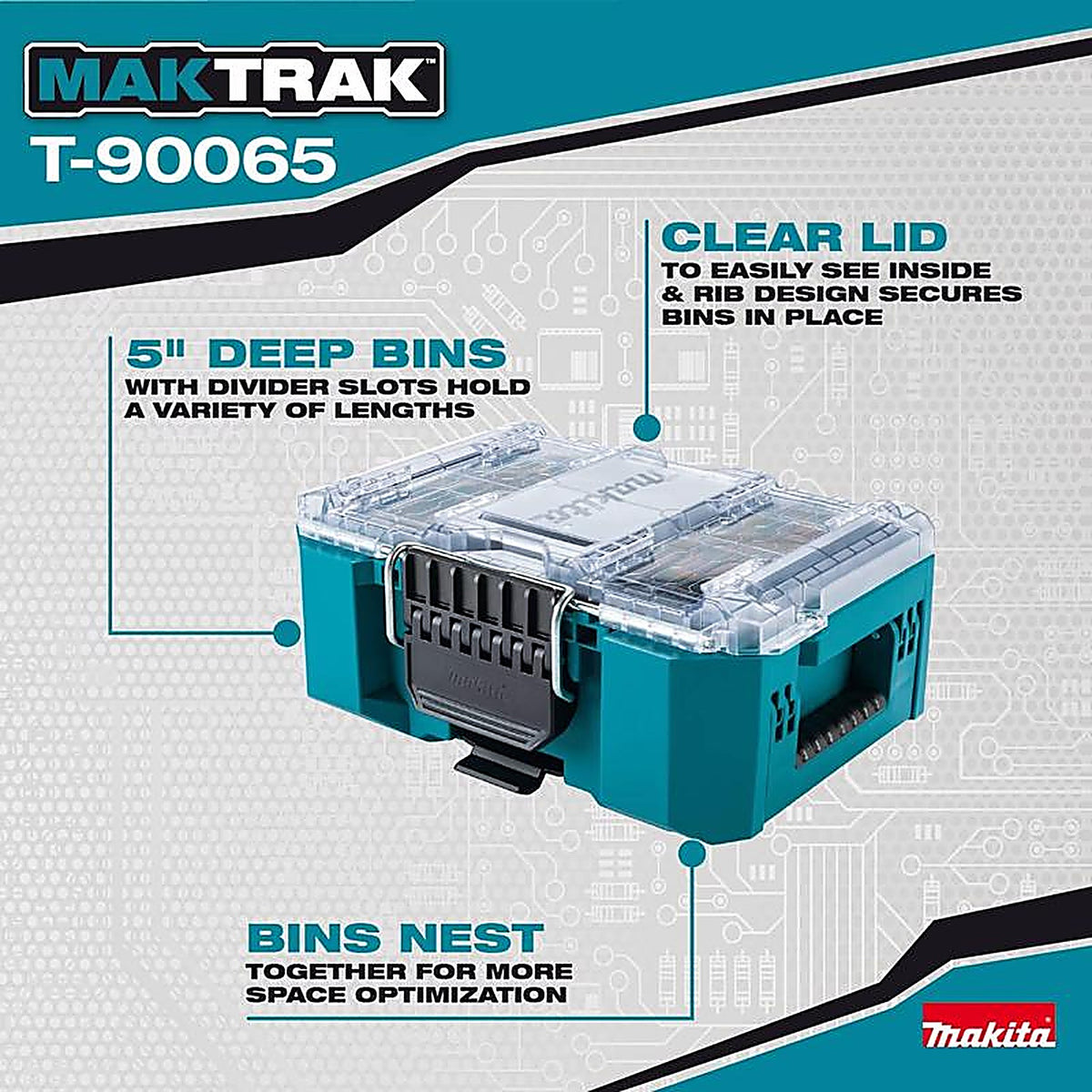 Makita - T-90065 - 15.33 In. W X 6.38 In. H X 10.93 In. D Deep Organizer Teal