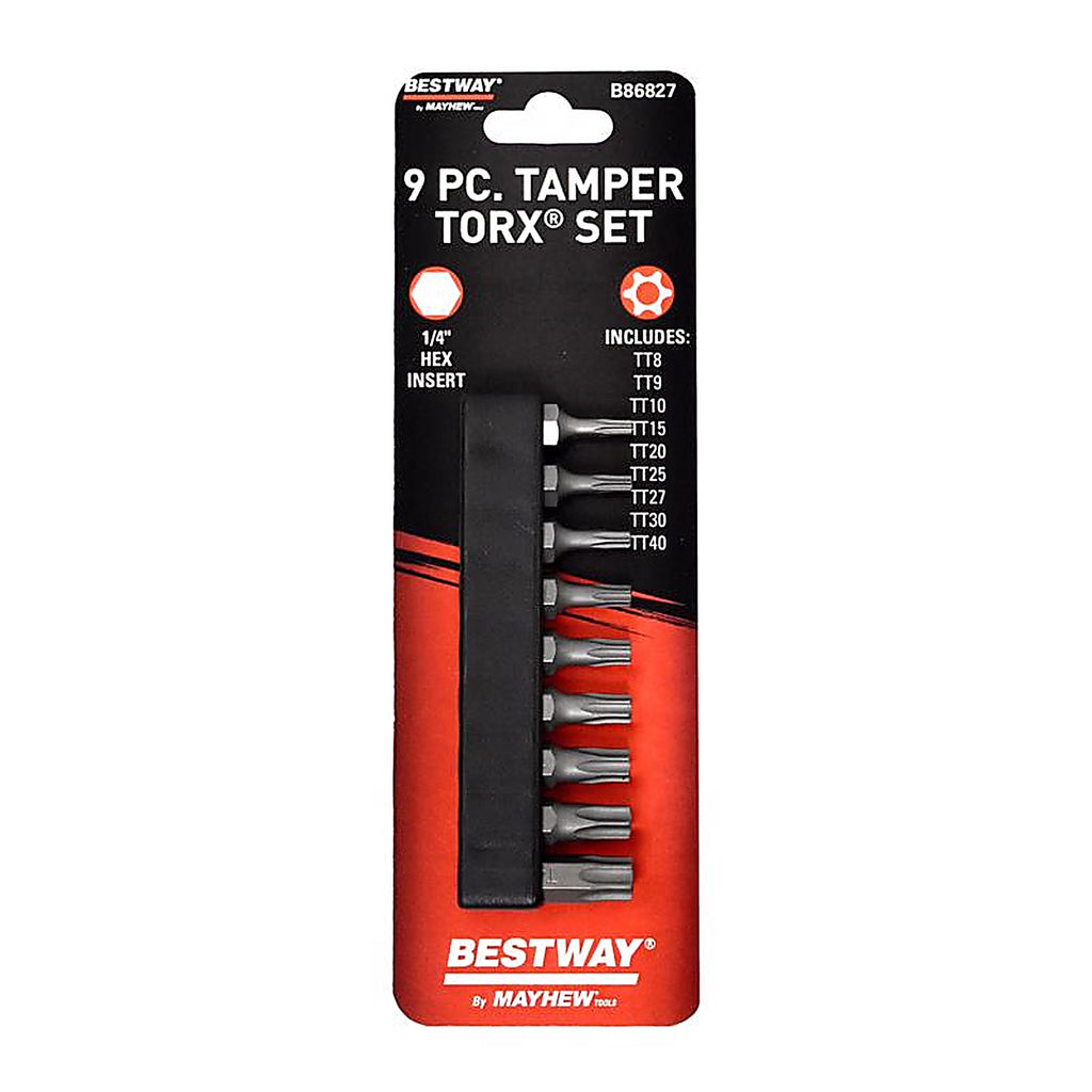 Mayhew - B86827 - Bestway Tamper Torx Screwdriver Bit Set S2 Tool Steel 9 Piece