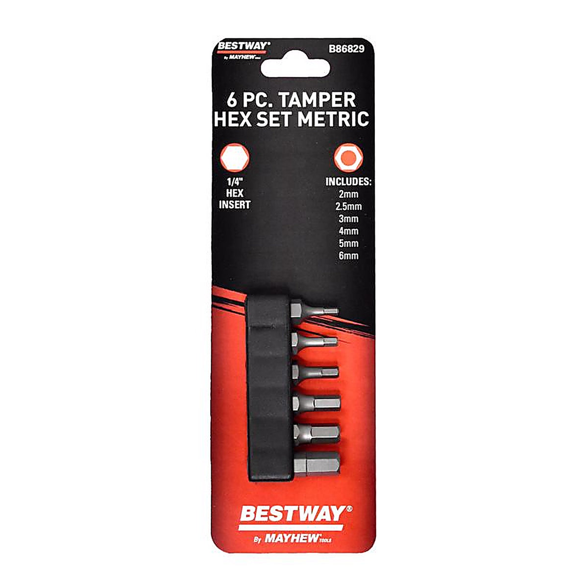 Mayhew - B86829 - Bestway Tamper HEX Screwdriver Bit Set S2 Tool Steel 6 Piece