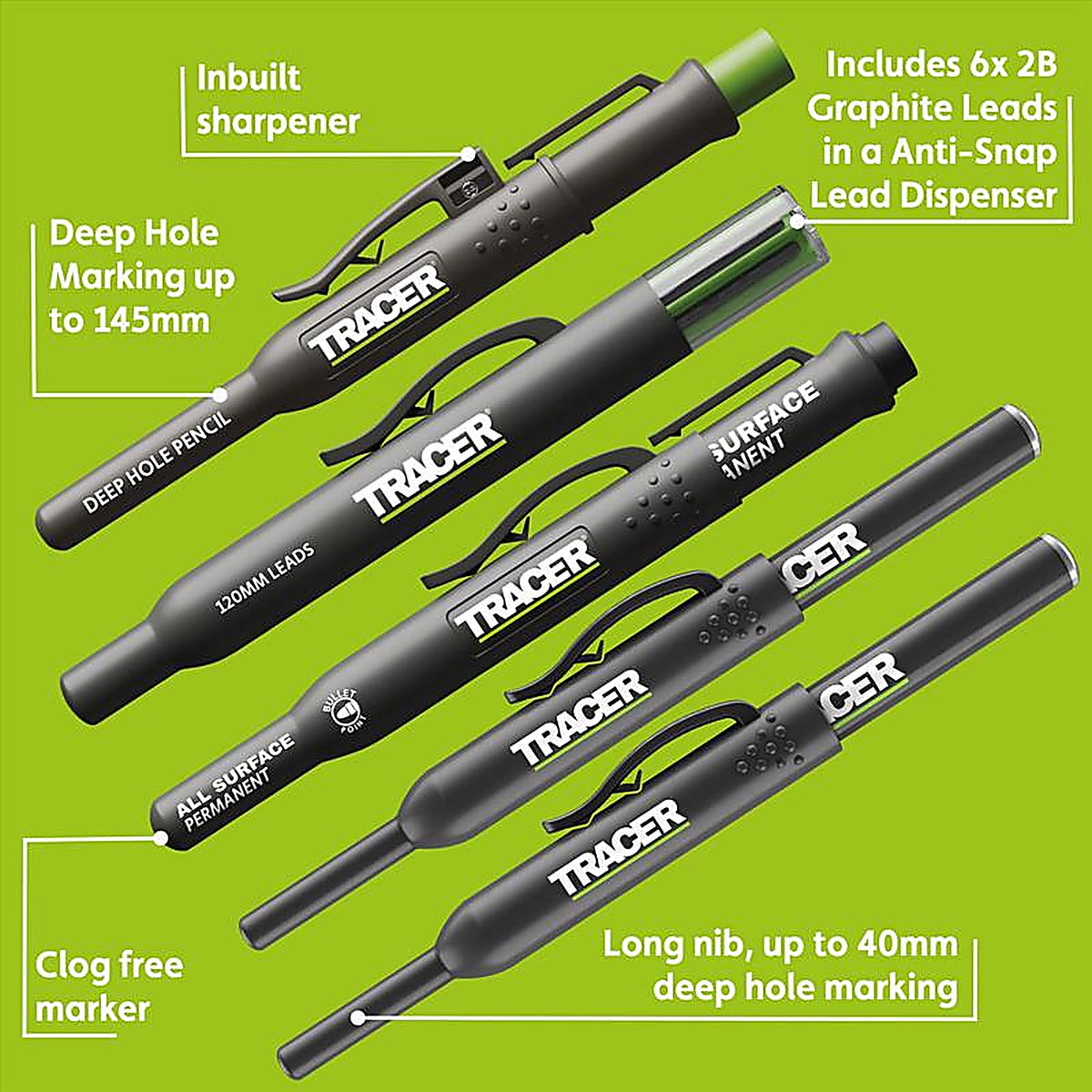 Tracer - AMK5 - 8 In. L Marker Kit Assorted 5 Piece