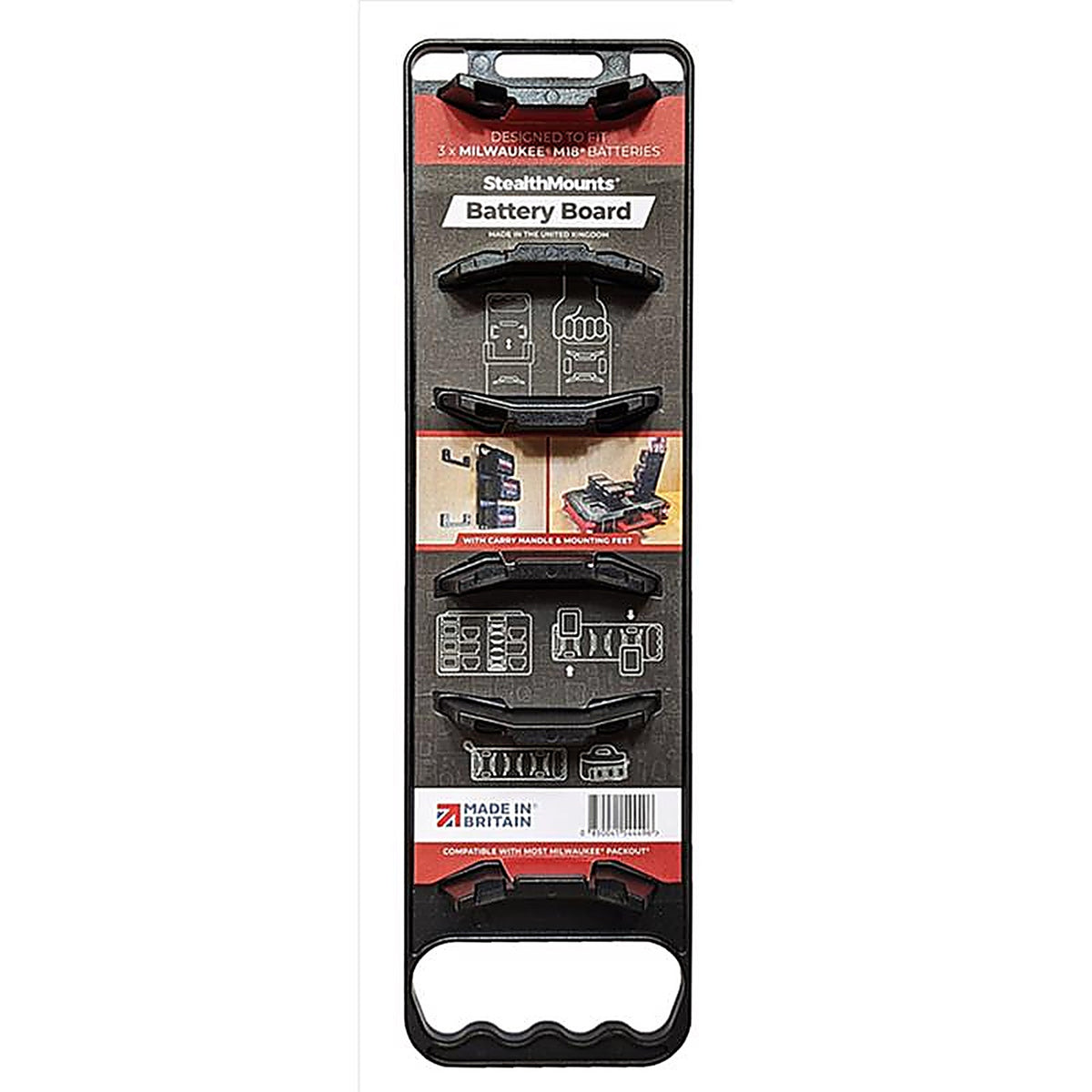 StealthMounts - BD-MW18-HF-1 - Milwaukee M18 Battery Rack Black