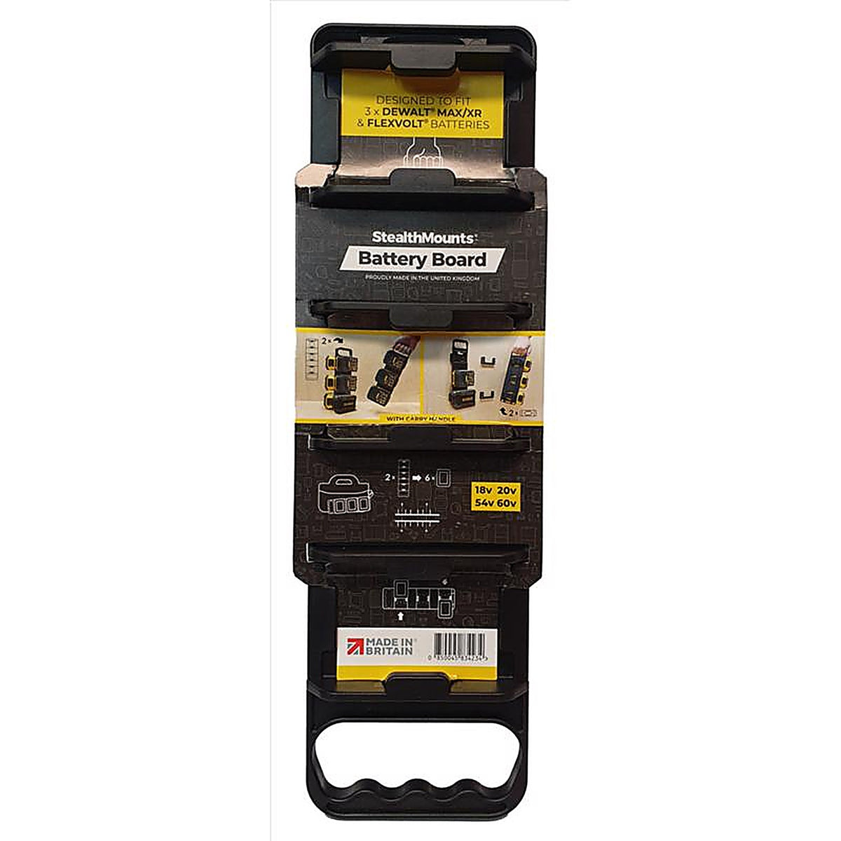 StealthMounts - BD-DW20-H-1 - Dewalt Max/Xr and Flexvolt Battery Rack Black
