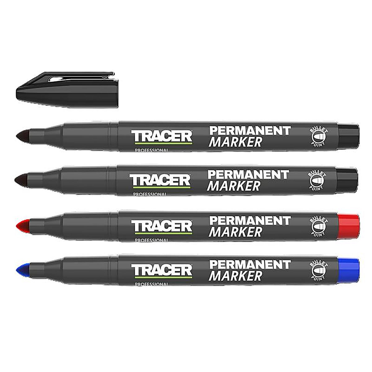 Tracer - APMK1 - 6 In. L Permanent Marker Assorted 4 Piece