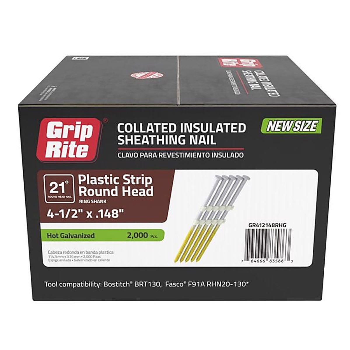 Grip-Rite - GR412148RHG - 4-1/2 In. Framing Steel Nail Full Round Head 2000 Piece