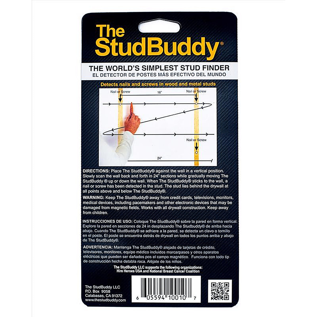 The Studbuddy - 000107 - 5.5 In. L X 1 In. W Magnetic Stud Finder 2 In. 1 Piece
