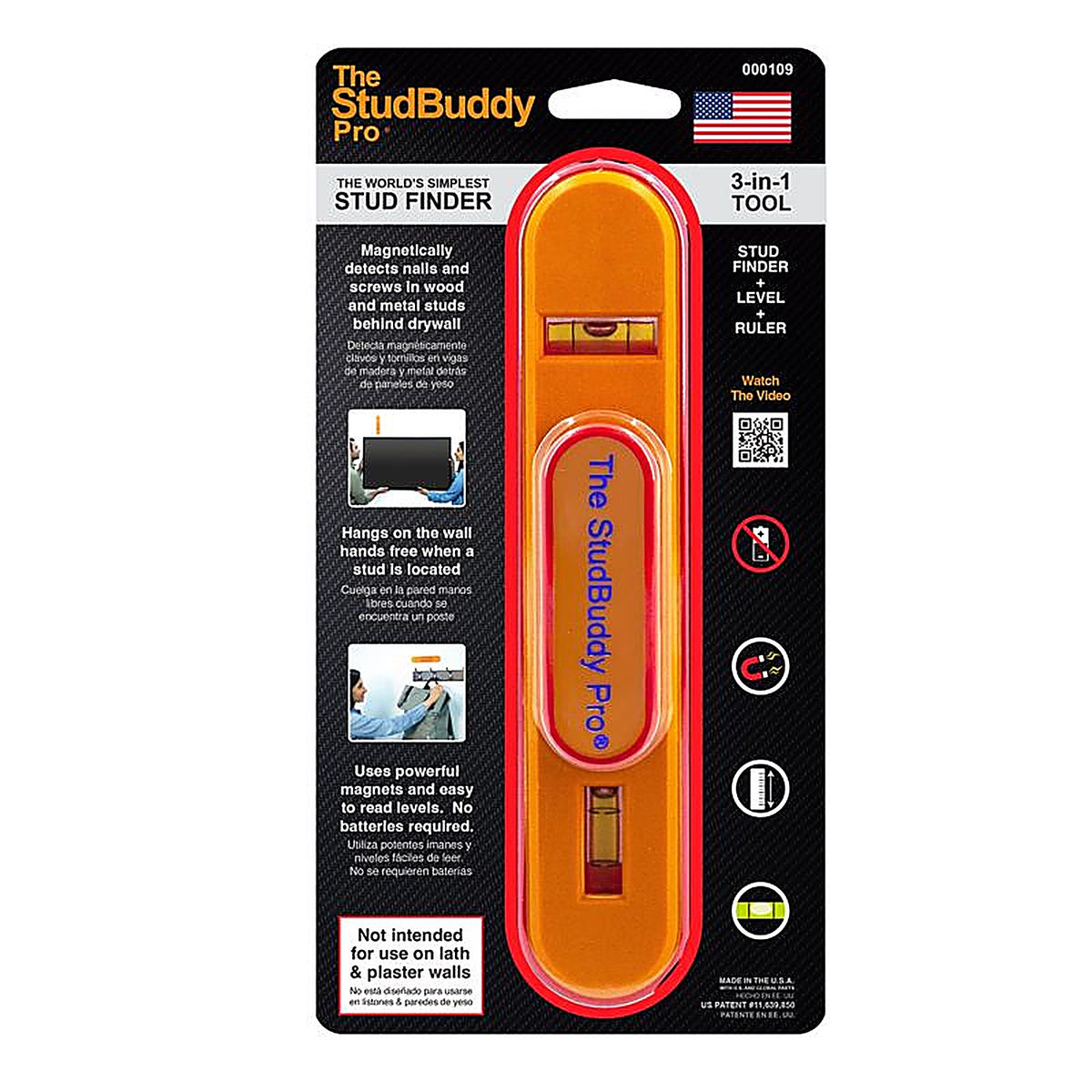 The Studbuddy - 000109 - Pro 9 In. L X 4.5 In. W Magnetic Stud Finder 2 In. 1 Piece
