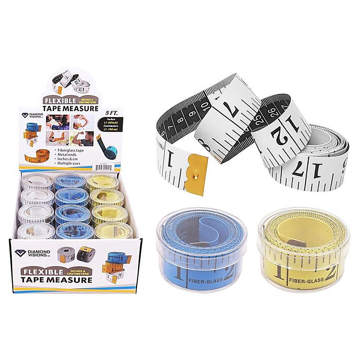 Diamond Visions - 22-4041 - 60 In. L X 1 In. W Fiberglass Long Tape Measure 1 Pack