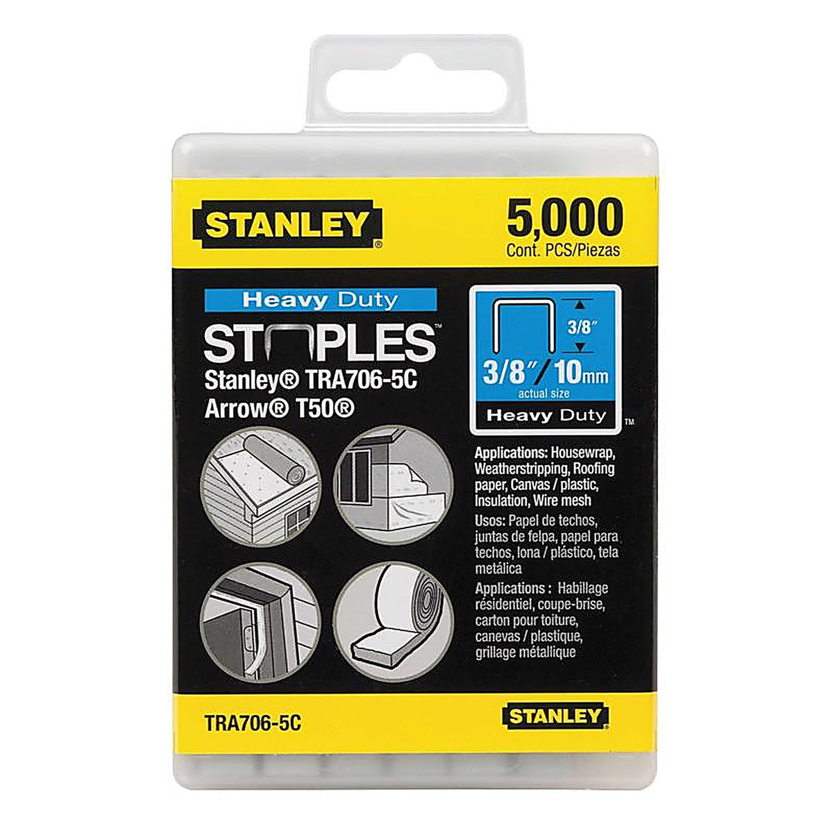 Stanley - TRA706-5C - 3/8 In. W Heavy Duty Staples 5000 Pack