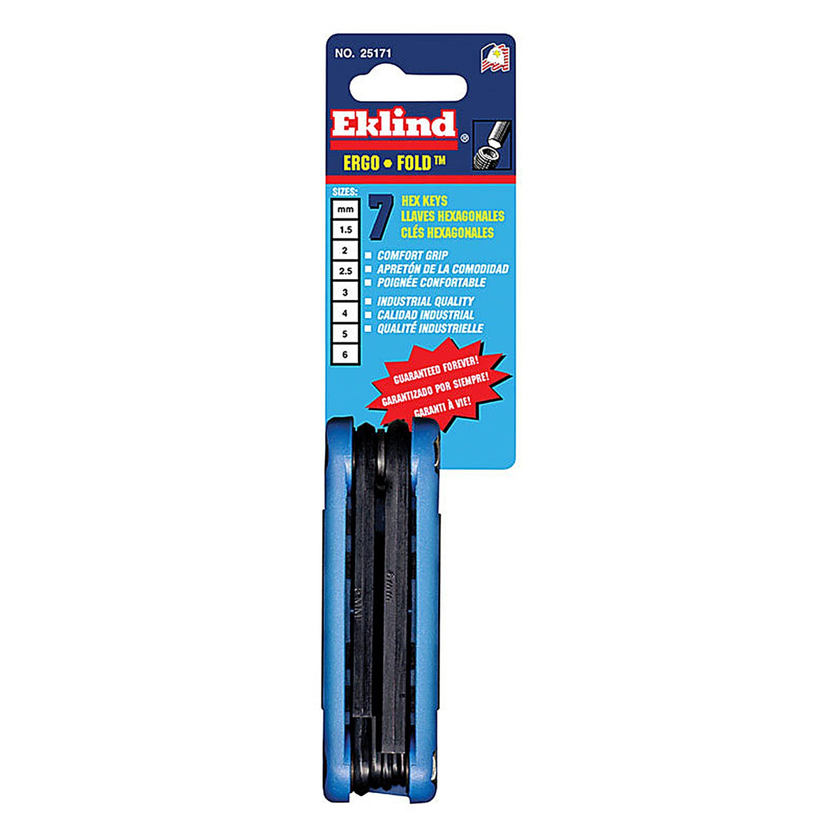 Eklind Tool 25171 Ergo-Fold Assorted Metric Fold-Up Hex Key Set Multi-Size in. 7/pc.