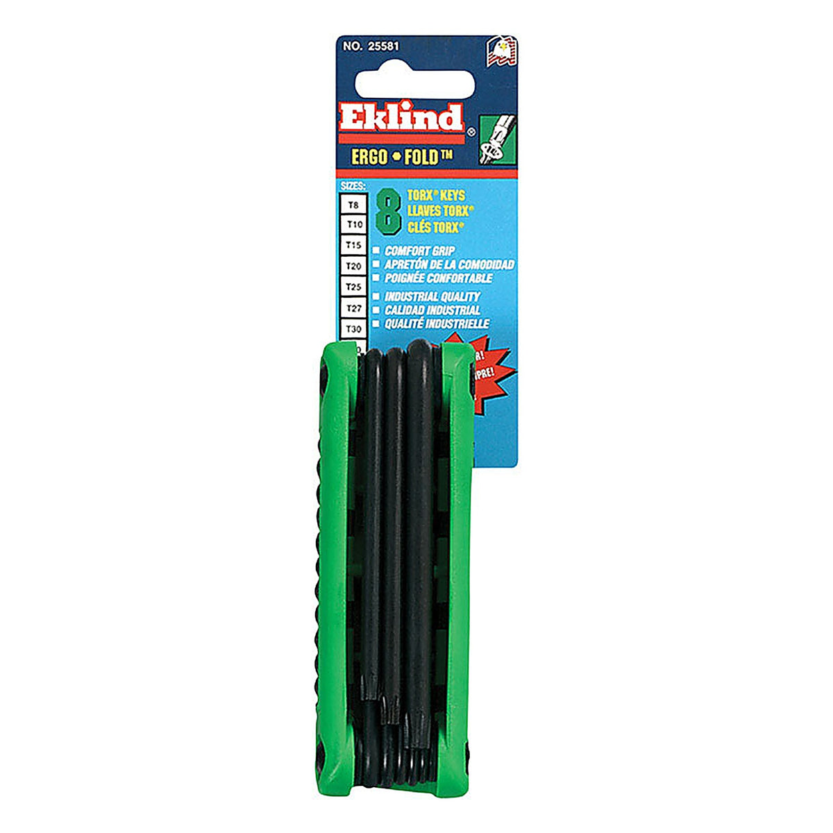 Eklind Tool 25581 Ergo-Fold T8-T40 Fold-Up Torx Hex Key Set Multi-Size in. 8/pc.