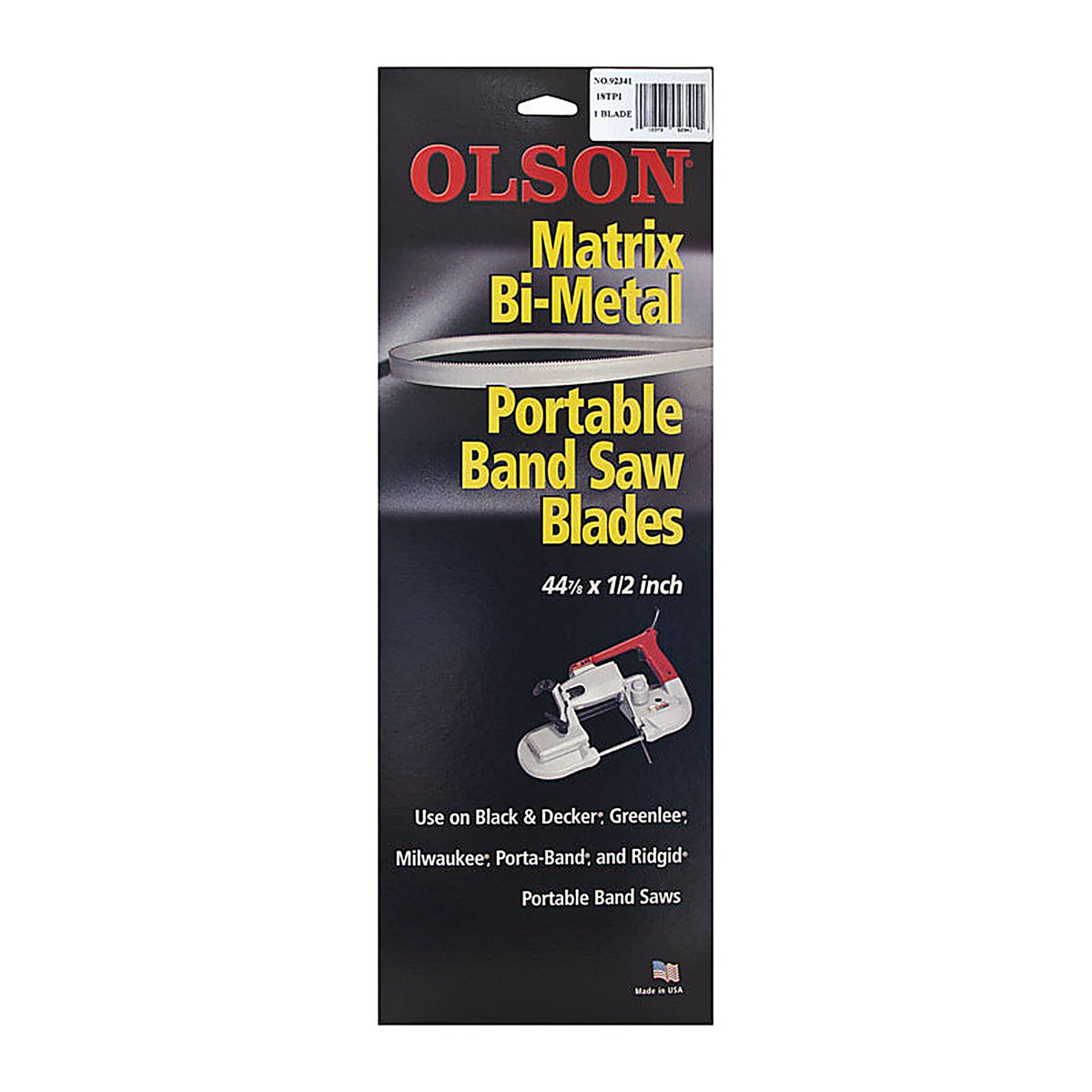 Olson BM92341 44.9 in. L X 0.5 in. W Bi-Metal Band Saw Blade 18 TPI Regular teeth 1 pk
