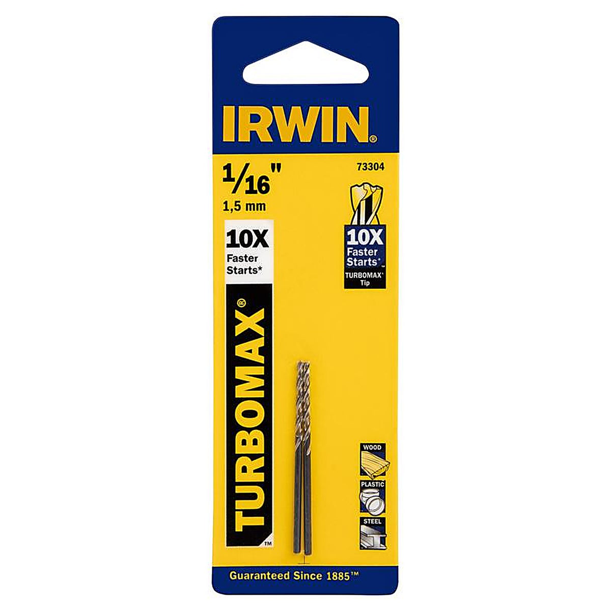 Irwin 73304 Turbomax 1/16 in. x 1-7/8 in. L High Speed Steel Drill Bit 2/pc.