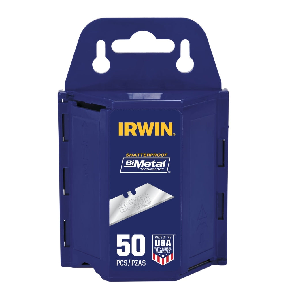 IRWIN 2084300 Bi-Metal Utility Blades with Dispenser, 50 Pack