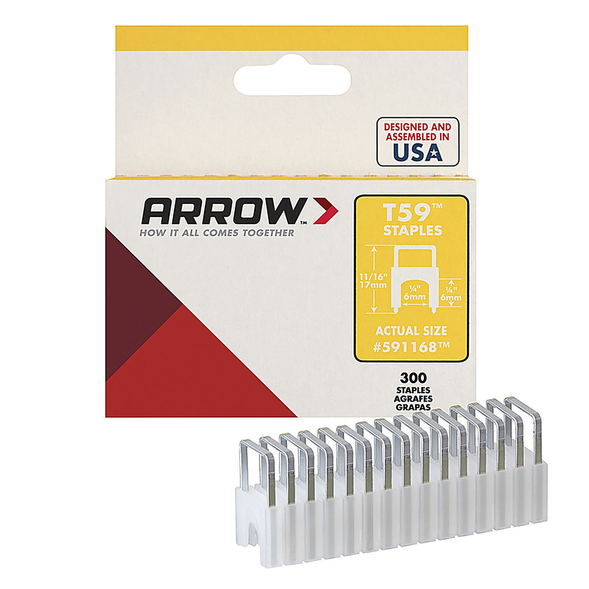 Arrow Fastener 591168 T59 1/2 in. W x 1/4 in. L 18 Ga. Wide Crown Insulated Staples 300/Pack