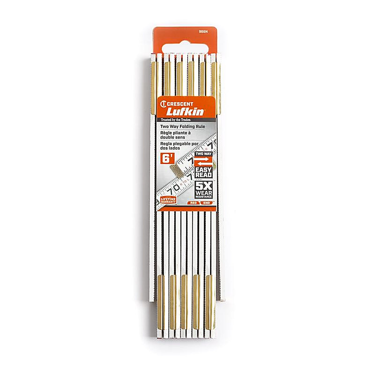 Crescent - 966N - Lufkin 72 In. L X 5/8 In. W Wood 2-Way Folding Rule SAE