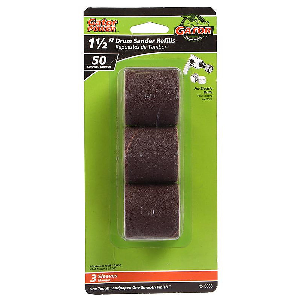 Gator 6088 1.5 in. Dia. x 1.5 in. L Aluminum Oxide Abrasive Sleeve Refill 50 Grit Coarse 3/pc.