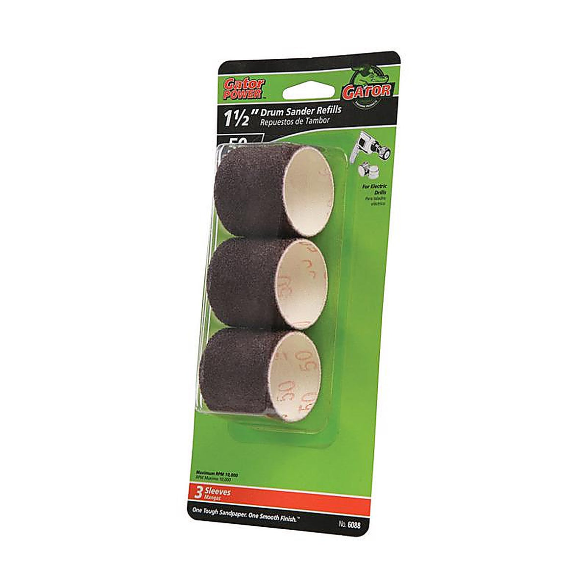 Gator 6088 1.5 in. Dia. x 1.5 in. L Aluminum Oxide Abrasive Sleeve Refill 50 Grit Coarse 3/pc.