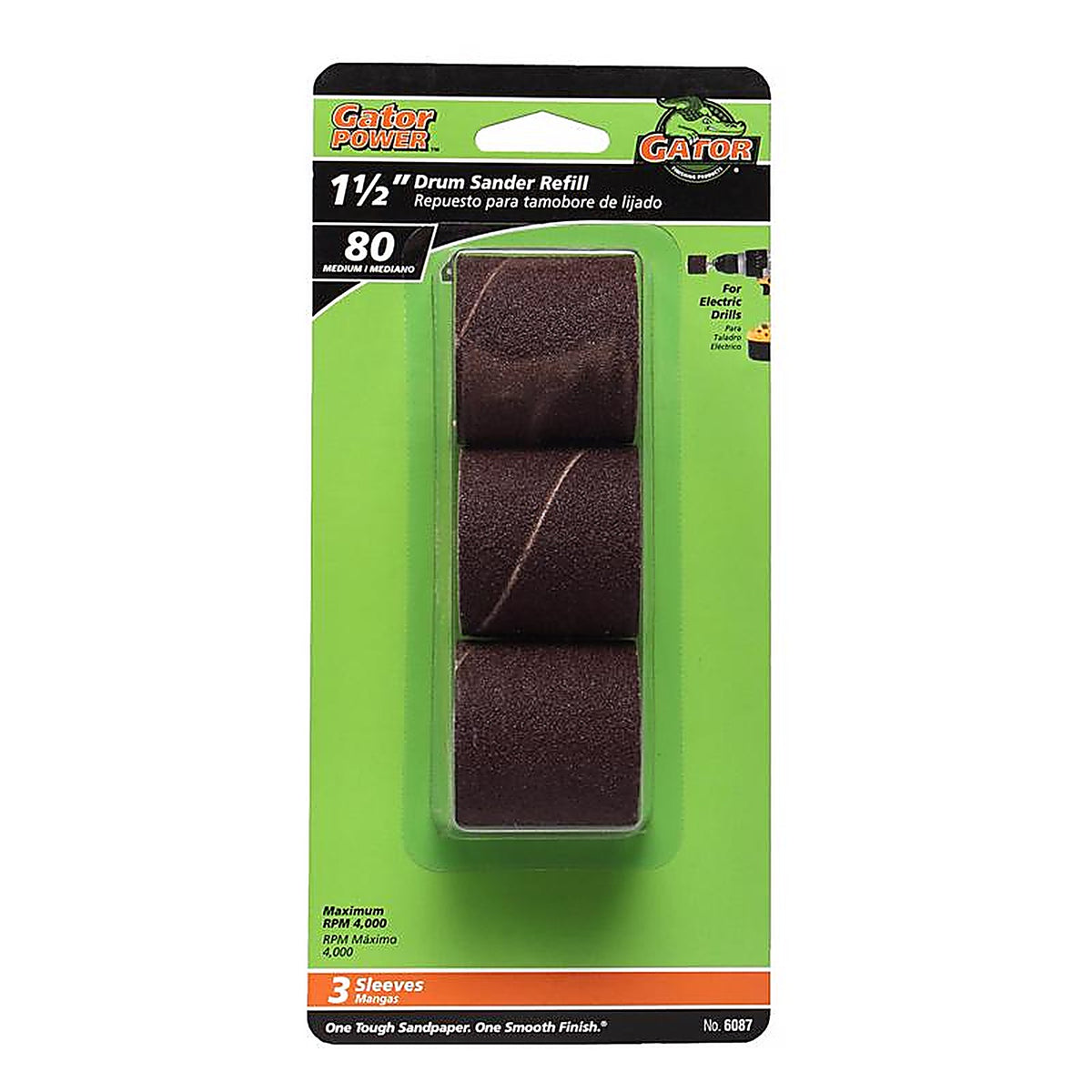 Gator 6087 1.5 in. Dia. x 1.5 in. L Aluminum Oxide Drum Sander Refill 80 Grit Medium 3/pc.