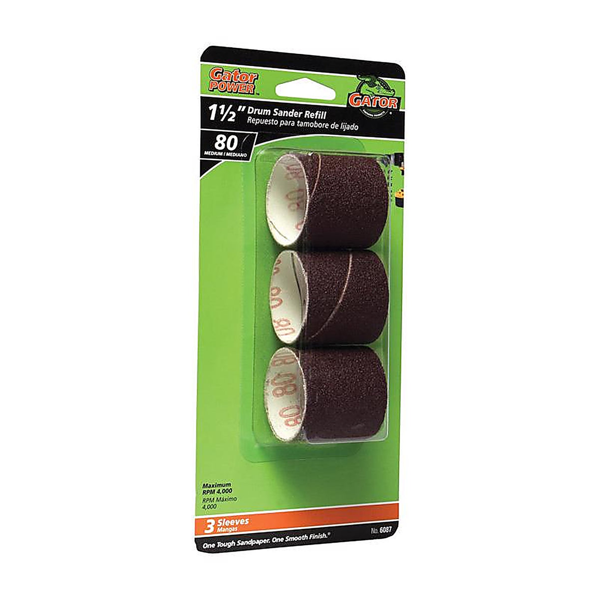Gator 6087 1.5 in. Dia. x 1.5 in. L Aluminum Oxide Drum Sander Refill 80 Grit Medium 3/pc.