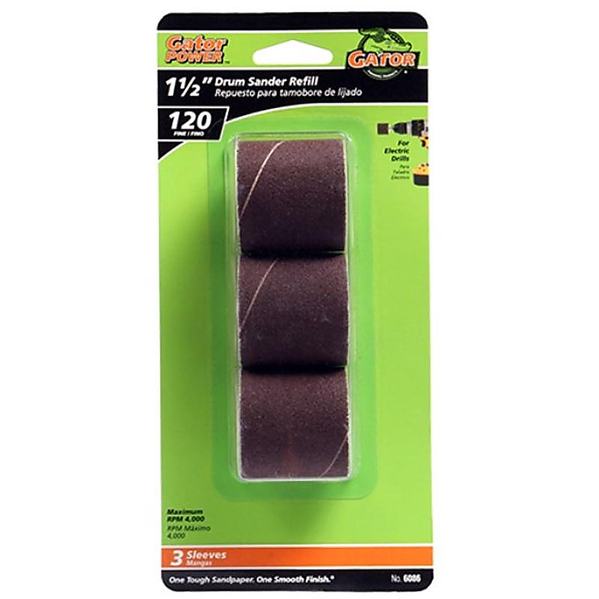 Gator 6086 1.5 in. Dia. x 1.5 in. L Aluminum Oxide Abrasive Sleeve Refill 120 Grit Fine 3/pc.