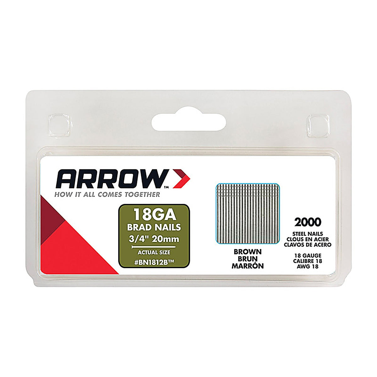 Arrow Fastener BN1812BCS BN18 18 Ga. x 3/4 in. L Galvanized Steel Brad Nails 2000/Pack 0.8 lb.