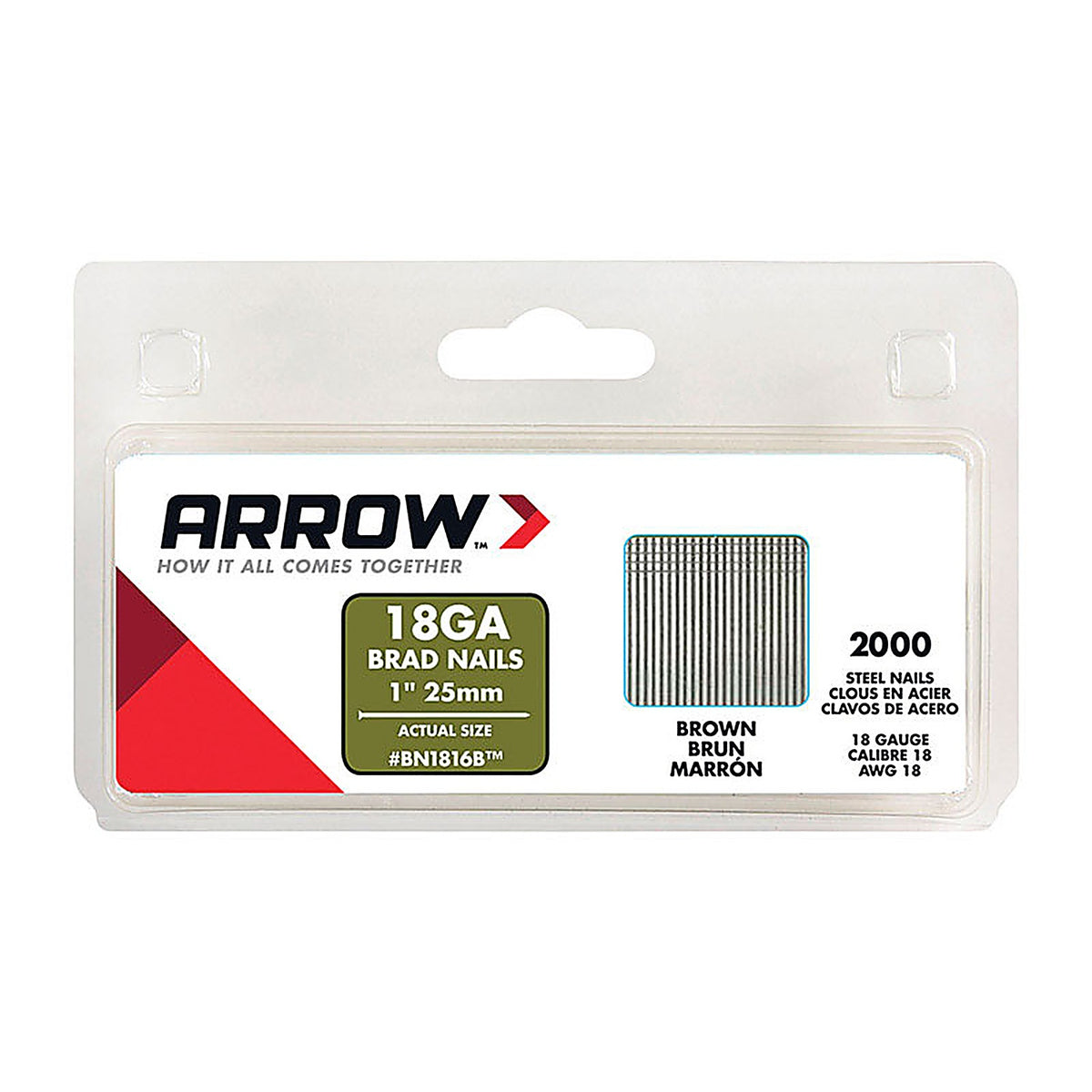 Arrow Fastener BN1816BCS BN18 18 Ga. x 1 in. L Galvanized Steel Brad Nails 2000/Pack 0.95 lb.