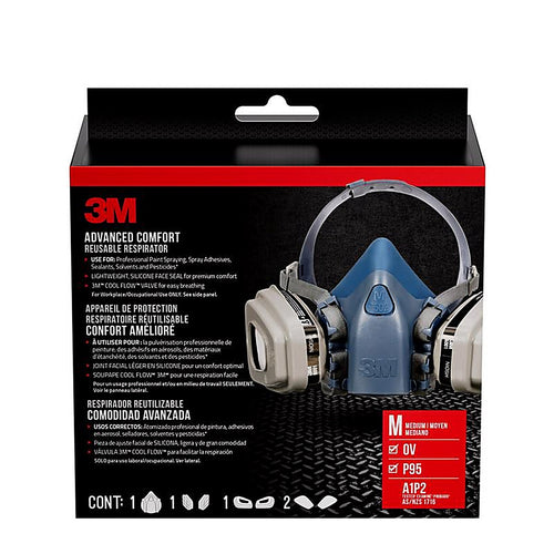 3M 7512PA1-A-PS P95 Paint Project Half Face Respirator Valved Multicolored M 1 pc