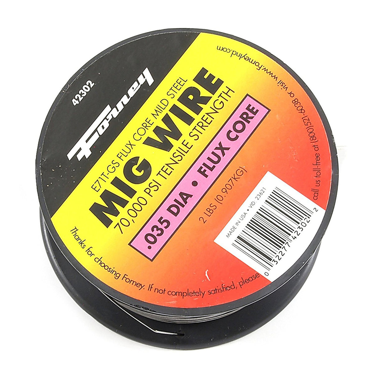Forney 42302 E71T-GS 0.035 in. Mild Steel Flux Cored Wire 79000 psi 2 lb