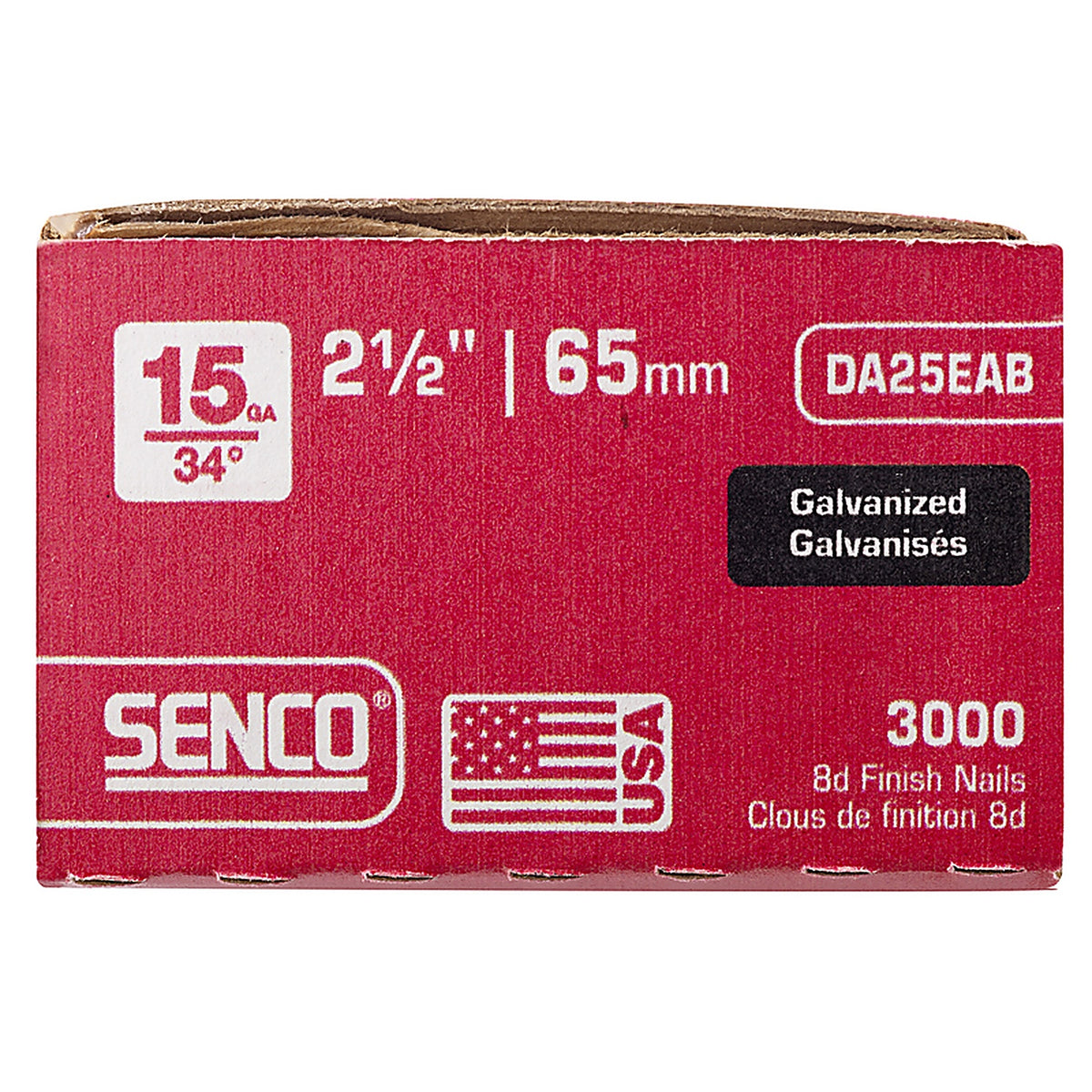 Senco DA25EAB 2-1/2 in. 15 Ga. Angled Strip Finish Nails 34 deg. Smooth Shank 3000/Pack