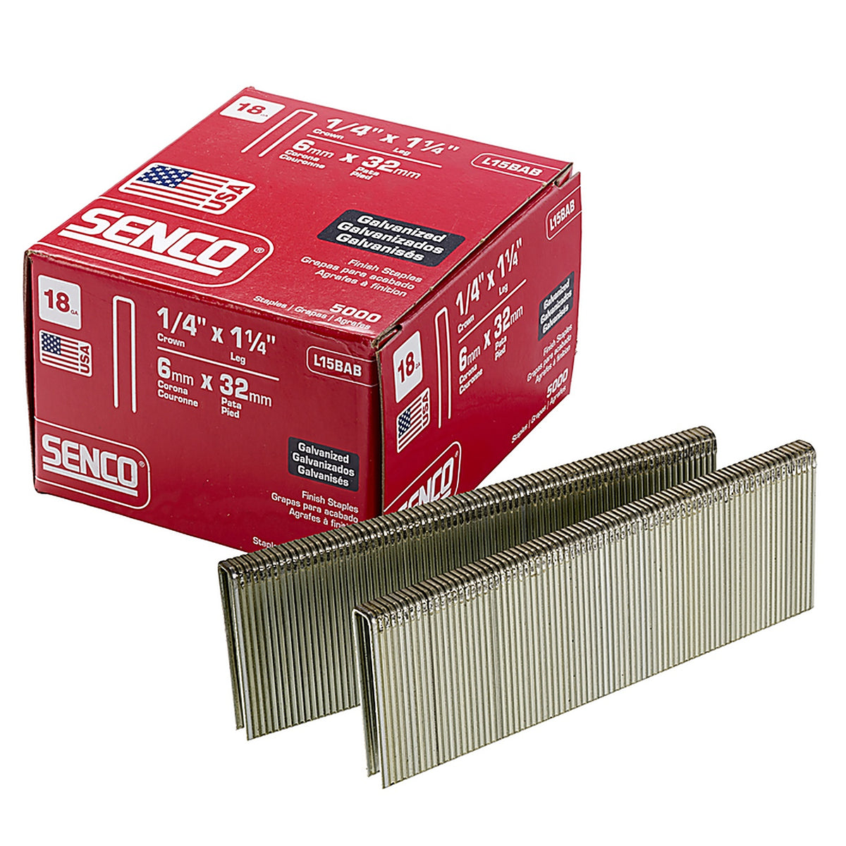 Senco L15BAB 1/4 in. W x 1-1/4 in. L 18 Ga. Narrow Crown Finish Staples 5000/Pack