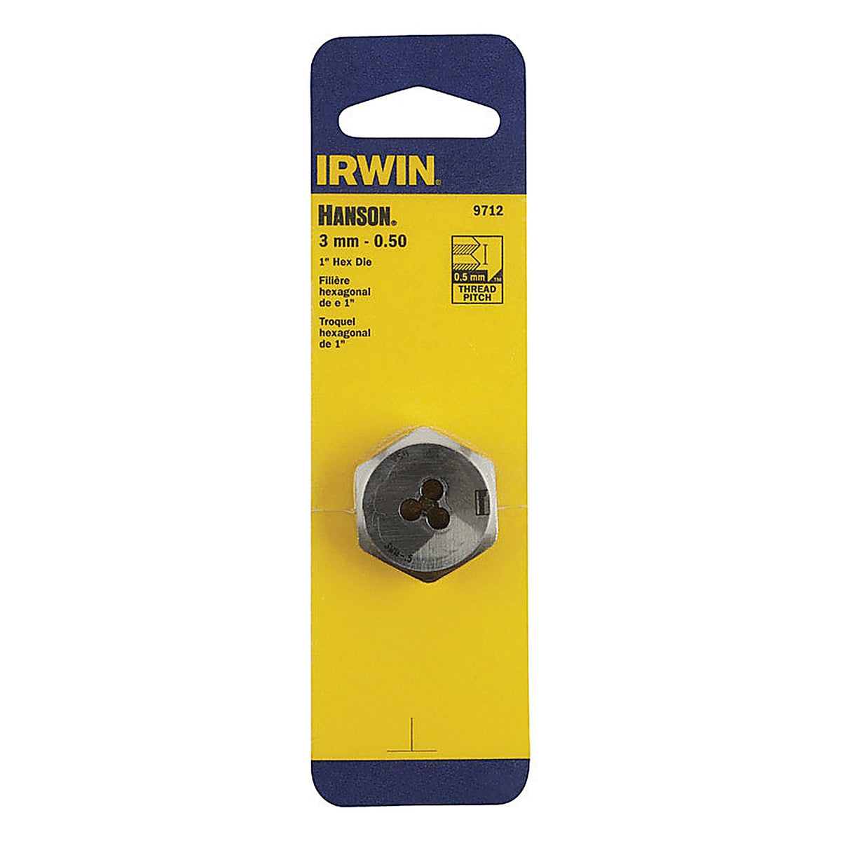 Irwin 9712 Hanson High Carbon Steel Metric Hexagon Die 3mm-0.50 1/pc.