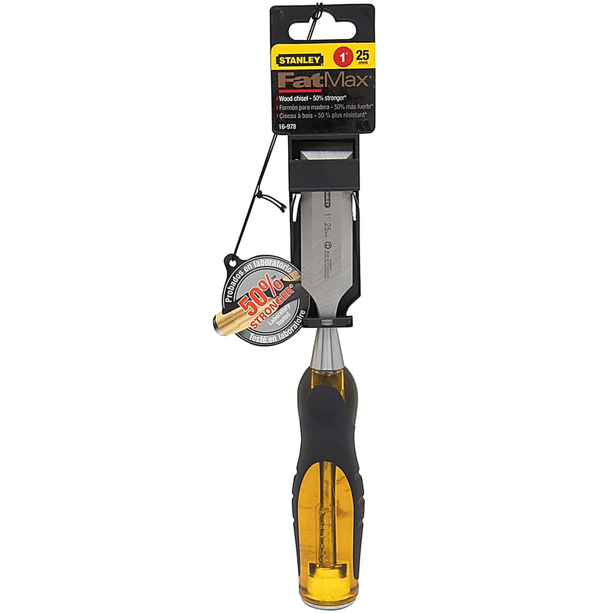Stanley 16-978 FatMax Thru-Tang 1 in. W Steel Wood Chisel Black/Yellow 1/Pack