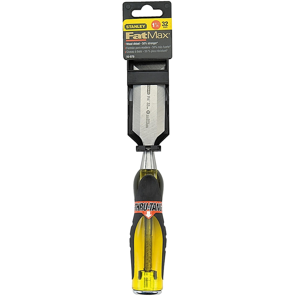 Stanley 16-979 FatMax Thru-Tang 1-1/4 in. W Steel Wood Chisel Black/Yellow 1/Pack