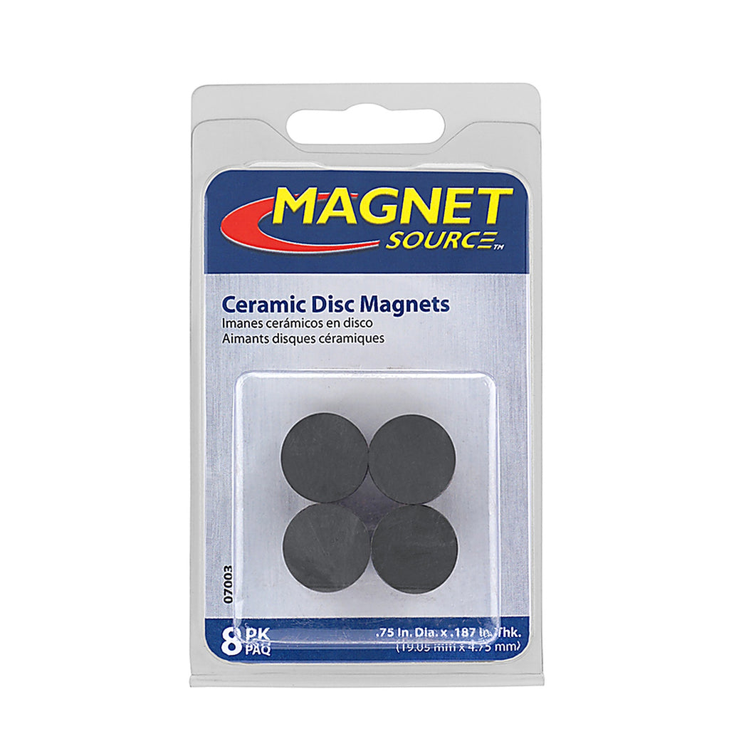Master Magnetics 7003 .197 in. Ceramic Disc Magnets 0.7 lb. pull 3.5 MGOe Black 8/pc.