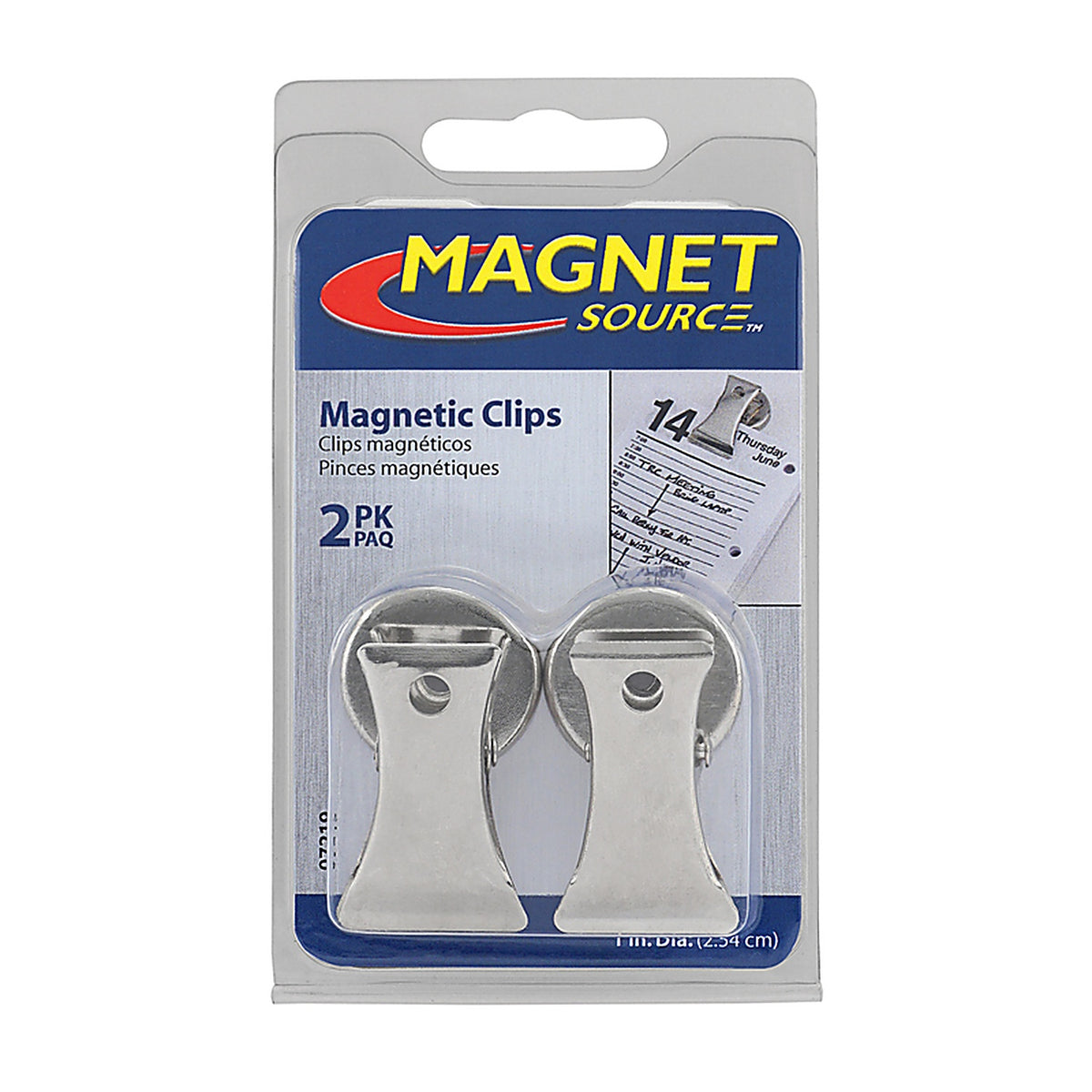 Master Magnetics 7219 1.8 in. Ceramic Clip Magnetic Clips 3 lb. pull 3.4 MGOe Silver 2/pc.