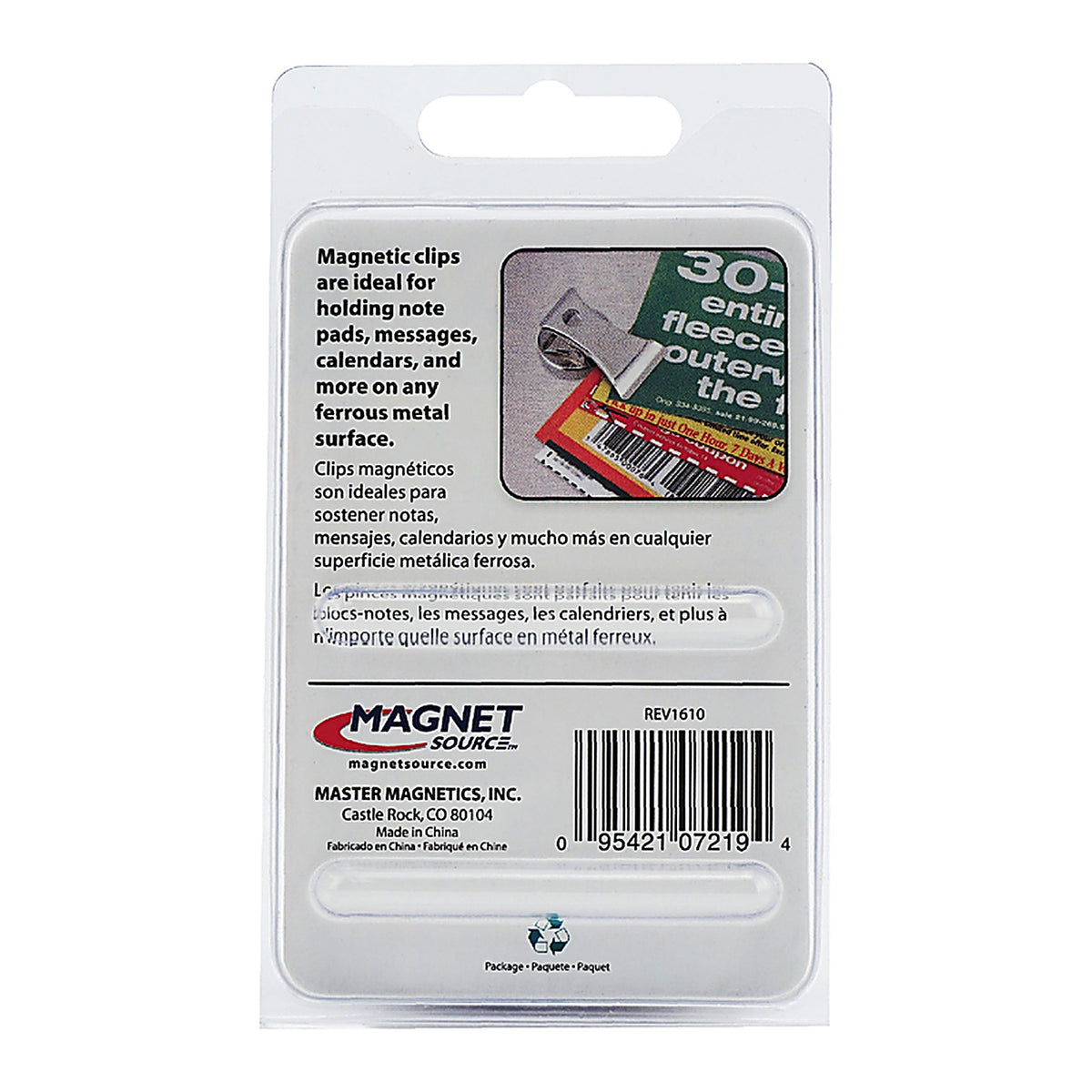 Master Magnetics 7219 1.8 in. Ceramic Clip Magnetic Clips 3 lb. pull 3.4 MGOe Silver 2/pc.