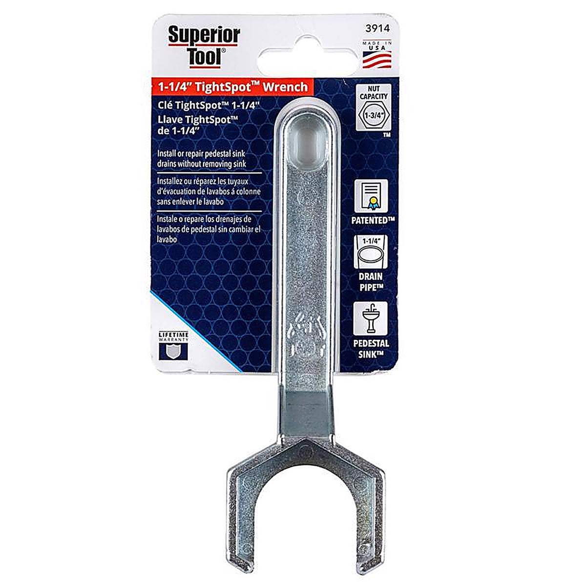 Superior Tool 3914 Pedestal Sink Wrench Silver 1/pc.